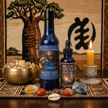 Blue Veil Spiritual Bath & Oil Duo - Energy Cleansing & Aura Sealing - Traditional Rootwork Origin
